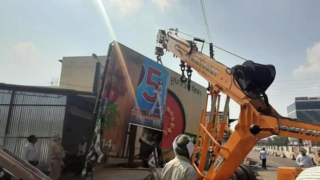 In the past two days, around 30 hoardings have been taken down. (HT FILE) In the past two days, around 30 hoardings have been taken down. (HT FILE)