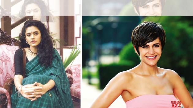 (Right) Mandira now, 48, and her classic Shanti look at 22