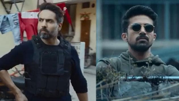 Iqbal Khan and Saqb Saleem in stills from Crackdown.