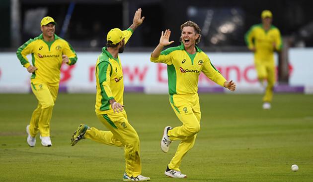 Adam Zampa spun a web around England’s batsmen and finished with 4/55. His dismissed Jonny Bairstow, Eoin Morgan, Jos Buttler and Chris Woakes (Getty)