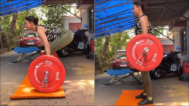 Gauahar Khan deadlifts in latest fitness video(Instagram/gauaharkhan)