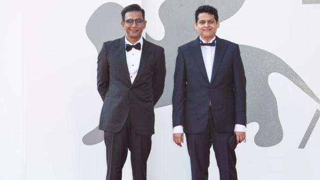 Director Chaitanya Tamhane and producer Vivek Gomber at Venice Film Festival.