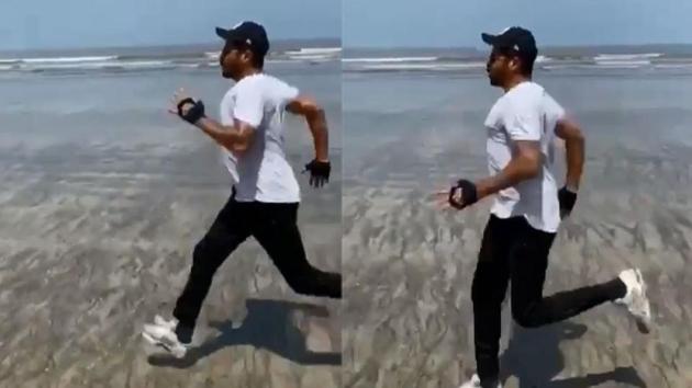 Anil Kapoor runs on a beach in a new video.
