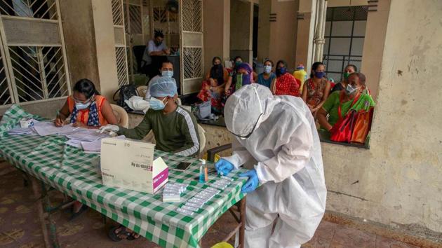 Sample collection drive at at Malad in Mumbai, on September 8. (PTI) Sample collection drive at at Malad in Mumbai, on September 8. (PTI)