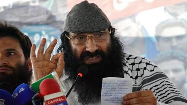 Hizbul commander Syed Salahuddin in a file photo. The outfit’s threat has been issued through a letter written in Urdu on the proscribed terror group’s letterhead, officials said. (File photo) Hizbul commander Syed Salahuddin in a file photo. The outfit’s threat has been issued through a letter written in Urdu on the proscribed terror group’s letterhead, officials said. (File photo)
