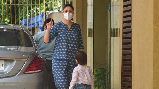 Actor Kareena Kapoor Khan, who is expecting her second child with husband Saif Ali Khan, spotted with son Taimur Ali Khan. (Varinder Chawla)