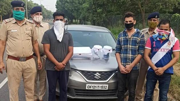 Three associates of Deepu Banur were arrested by the Chandigarh police crime branch on Sunday.(HT Photo)
