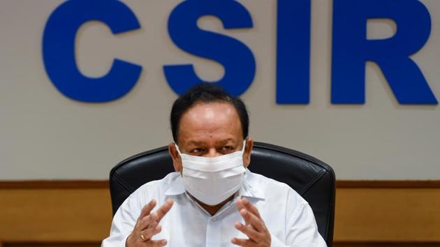 Union health minister Harsh Vardhan said no date for Covid-19 vaccine has been decided yet(PTI)