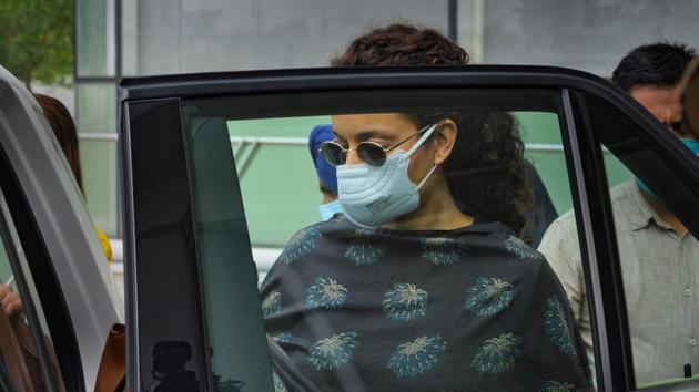 Bollywood actress Kangana Ranaut on her arrival at Mohali International Airport, in Punjab.(PTI) Bollywood actress Kangana Ranaut on her arrival at Mohali International Airport, in Punjab.(PTI)