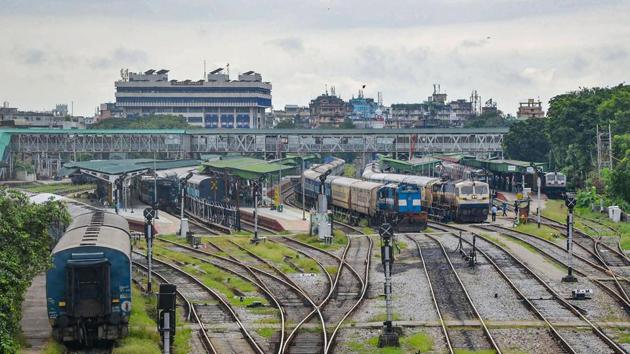 File photo: Trains parked at Guwahati Railway station.(PTI)