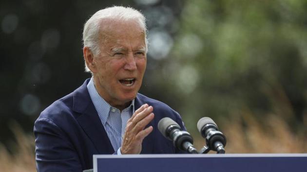 Democratic US presidential nominee and former Vice President Joe Biden speaks about climate change during a campaign event held at the Delaware Museum of Natural History in Wilmington, Delaware, US on September 14, 2020.(Reuters File Photo)