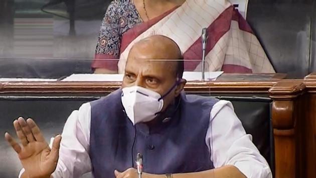 Defence minister Rajnath Singh speaks in the Lok Sabha on Monday. Singh said on Tuesday that India’s armed forces have foiled the transgression attempts by China in Ladakh amid the standoff between the two countries at the Line of Actual Control (LAC).(PTI Photo) Defence minister Rajnath Singh speaks in the Lok Sabha on Monday. Singh said on Tuesday that India’s armed forces have foiled the transgression attempts by China in Ladakh amid the standoff between the two countries at the Line of Actual Control (LAC).(PTI Photo)