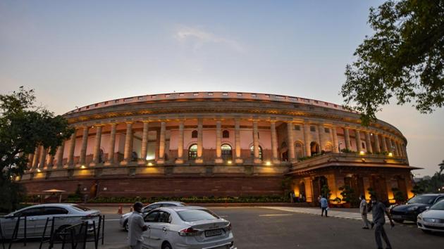A view of Parliament House on the opening day of Monsoon Session.(PTI photo) A view of Parliament House on the opening day of Monsoon Session.(PTI photo)