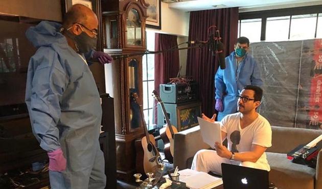 Saif Ali Khan dubbing for the Amazon Prime Video series Dilli.