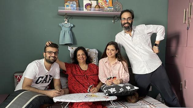 Anupam, Adarsh, Anchal and Apar Dham play card games and have devised fun ways to deal with the situation. Anupam, Adarsh, Anchal and Apar Dham play card games and have devised fun ways to deal with the situation.