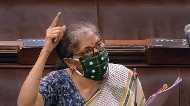 Union finance ninister Nirmala Sitharaman speaks in Lok Sabha during the ongoing monsoon session of Parliament amid the coronavirus pandemic in New Delhi on Wednesday. (PTI File Photo) Union finance ninister Nirmala Sitharaman speaks in Lok Sabha during the ongoing monsoon session of Parliament amid the coronavirus pandemic in New Delhi on Wednesday. (PTI File Photo)