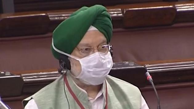Union minister for housing and urban affairs Hardeep Singh Puri in the Rajya Sabha during the ongoing monsoon session of Parliament. (PTI File Photo) Union minister for housing and urban affairs Hardeep Singh Puri in the Rajya Sabha during the ongoing monsoon session of Parliament. (PTI File Photo)