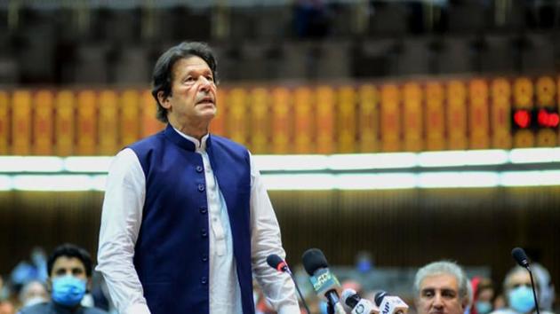 Pakistan's Prime Minister Imran Khan speaks during a National Assembly session in June.(AFP File)