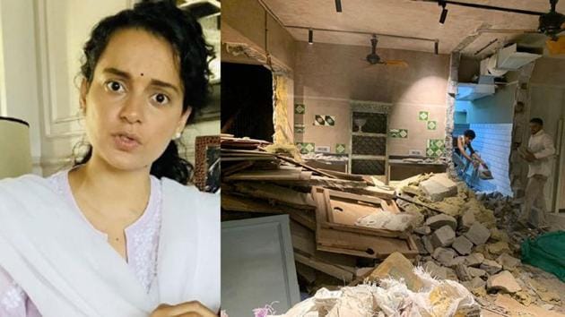 Kangana Ranaut has shared more pictures from her office after it was partly demolished, allegedly due to building irregularities.