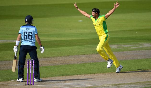 England got off to the worst possible start as Jason Roy drove a thick outside edge to backward point and Joe Root was trapped lbw by Mitchell Starc off the first two balls of the innings (getty)