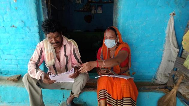 On average, a woman recovery agent earns, between Rs 5,000 to Rs 6,000 per month, which these women say is enough money in rural parts of Madhya Pradesh.(HT Photo)