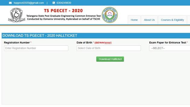 TSPGECET admit card 2020.(Screengrab) TSPGECET admit card 2020.(Screengrab)