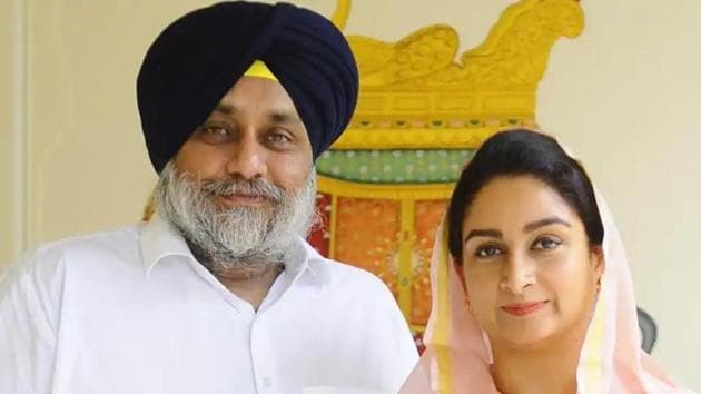 Sukhbir Singh Badal, the Shiromani Akali Dal president and MP Harsimrat Kaur’s husband, had been reiterating the Centre’s assurances that the reforms will have no bearing on the MSP till recently. On September 12, the Panthic party took a U-turn after getting adverse ground reports.(HT file photo)