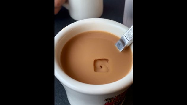 The image shows an ice cube inside a cup of coffee.(Reddit/Screengrab)