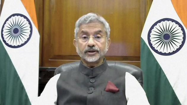 New Delhi, Sep 12 (ANI): External Affairs Minister Dr. S. Jaishankar addressing the conference on Afghan peace negotiations in Doha, through video conferencing in New Delhi on Saturday. (ANI Photo)(ANI)