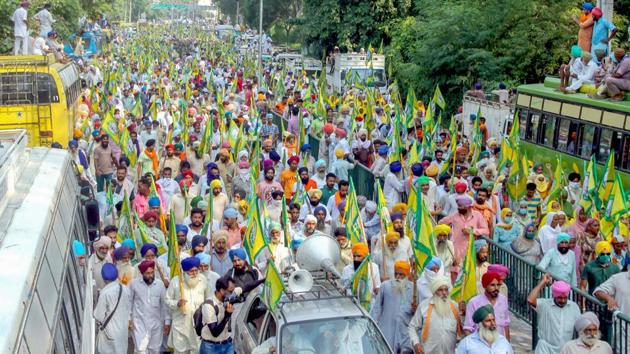 Members of various farmer organisations protest against the Central Government over agriculture related ordinances, in Patiala (PTI Photo) Members of various farmer organisations protest against the Central Government over agriculture related ordinances, in Patiala (PTI Photo)