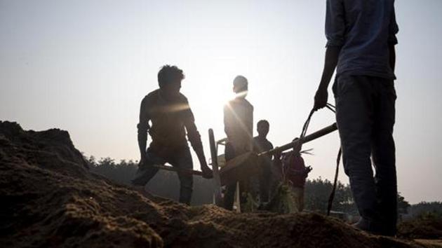 Workers at an under-construction detention centre in Matia, Assam, in January.(Representational Photo/Bloomberg)