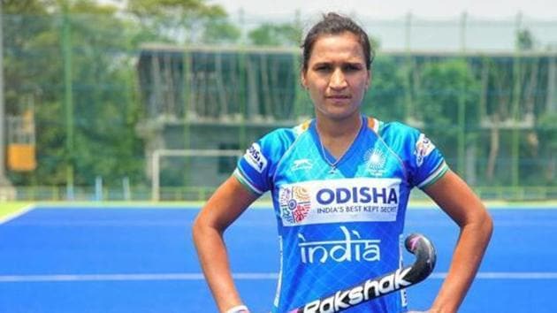 Bengaluru: Indian women hockey team captain Rani Rampal dons new jersey.(PTI)