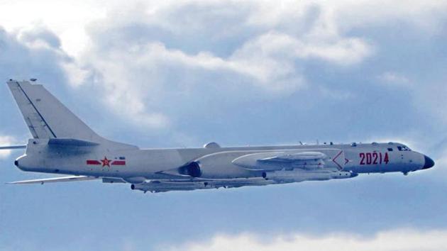 Crossing the line? Taiwan released this photo of a Chinese H-6 bomber seen flying near the Taiwan air defence identification zone on Friday, leading to Taipei scrambling its own warplanes. (AP) Crossing the line? Taiwan released this photo of a Chinese H-6 bomber seen flying near the Taiwan air defence identification zone on Friday, leading to Taipei scrambling its own warplanes. (AP)