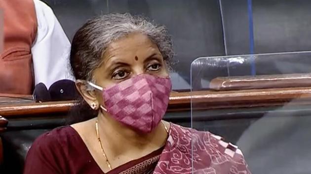 Finance Minister Nirmala Sitharaman in the Lok Sabha during the ongoing Monsoon Session of Parliament, amid the coronavirus pandemic, in New Delhi.(PTI) Finance Minister Nirmala Sitharaman in the Lok Sabha during the ongoing Monsoon Session of Parliament, amid the coronavirus pandemic, in New Delhi.(PTI)