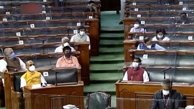 Parliamentarians in the Rajya Sabha on Saturday.(PTI)