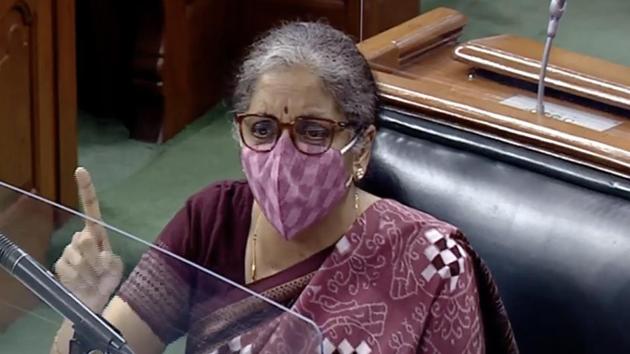 Union Finance Minister Nirmala Sitharaman speaks in Lok Sabha. (ANI) Union Finance Minister Nirmala Sitharaman speaks in Lok Sabha. (ANI)