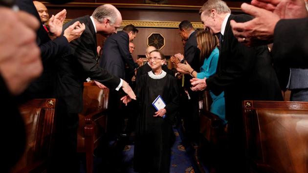 Supreme Court Justice Ruth Bader Ginsburg is greeted upon her arrival prior to US President Barack Obama’s address to a joint session of Congress in Washington on February 24, 2009. US Supreme Court Justice Ruth Bader Ginsburg passed away on September 18 at the age of 87 due to complications of metastatic pancreatic cancer at her home in Washington DC. (Pablo Martinez Monsivais / Reuters)