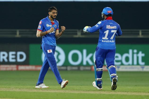 Axar Patel celebrates a wicket. (Delhi Capitals/Twitter) 