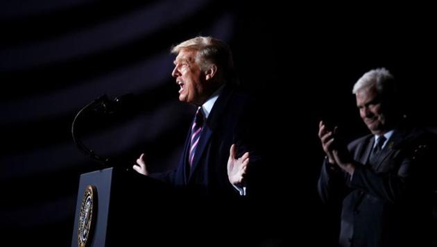 US President Donald Trump speaks during a campaign rally at Bemidji Regional Airport in Bemidji, Minnesota.(REUTERS) US President Donald Trump speaks during a campaign rally at Bemidji Regional Airport in Bemidji, Minnesota.(REUTERS)