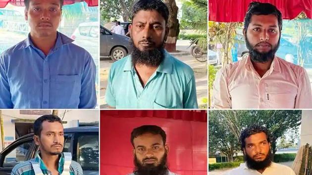 On Monday evening officials of the central agency flew to Delhi with the six accused, who were arrested from West Bengal’s Murshidabad district on Saturday.(ANI PHOTO.) On Monday evening officials of the central agency flew to Delhi with the six accused, who were arrested from West Bengal’s Murshidabad district on Saturday.(ANI PHOTO.)