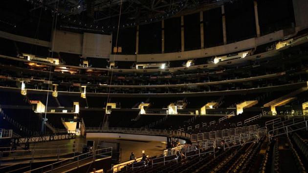 A view of the seating area in the Staples Center ahead of the 72nd Primetime Emmy Awards ceremony on September 20. Hollywood’s first major Covid-era award show was radically different from previous editions, without the typical celebrity audience or red carpet and a host who was broadcasting from an empty theatre. (Disney / ABC / Television Academy / AFP)