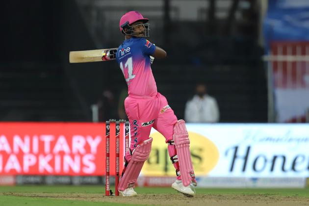 Sanju Samson hits a shot. (IPL/Twitter)