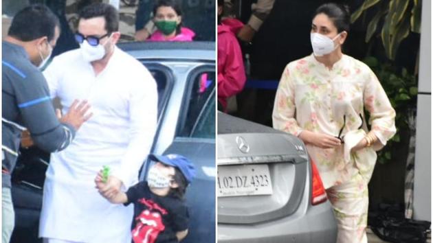 Kareena Kapoor Khan, Saif Ali Khan and their son Taimur spotted at the airport.(Varinder Chawla)