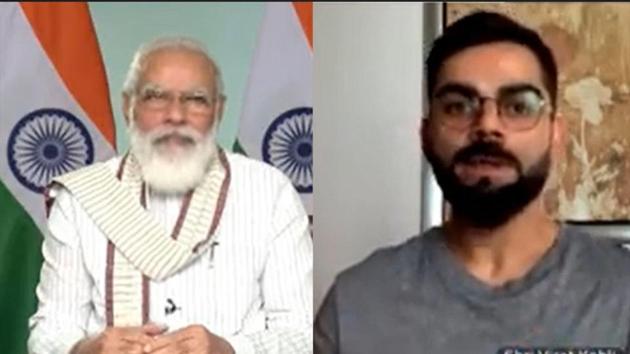 PM Narendra Modi interacts with Virat Kohli(HT Collage from screengrab) PM Narendra Modi interacts with Virat Kohli(HT Collage from screengrab)