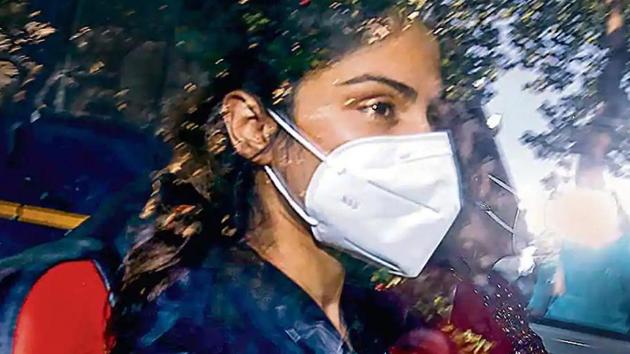 Rhea Chakraborty was arrested by the anti-drugs agency on September 8. Her brother Showik is also arrested in the case. Both of them have moved the high court after their bail pleas were rejected by a special NDPS court on September 11. (PTI Photo)