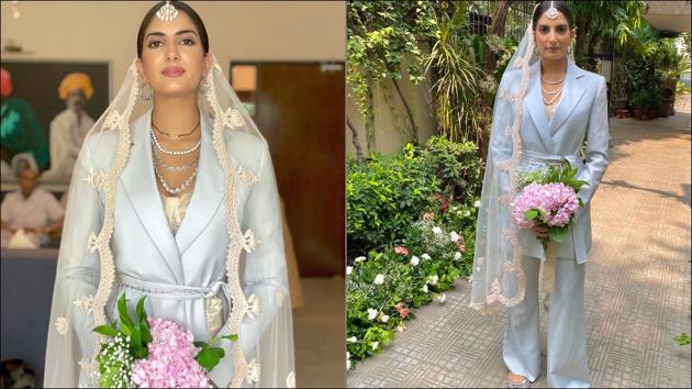 Desi bride redefines traditional bridal look as she power-dresses in a pantsuit(Instagram/sanjrishi)
