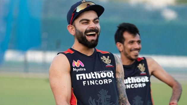 IPL 2020 Live Streaming, KXIP vs RCB: Virat Kohli and Yuzvendra Chahal are all smiles.(RCB/Twitter)