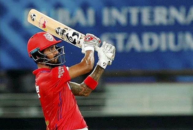 Kings XI Punjab skipper KL Rahul plays a shot during IPL 2020 cricket match against Royal Challengers Bangalore, at Dubai International Cricket Stadium in Dubai, Thursday, Sept. 24, 2020. (PTI Photo/Sportzpics)(PTI24-09-2020_000215A) (PTI)