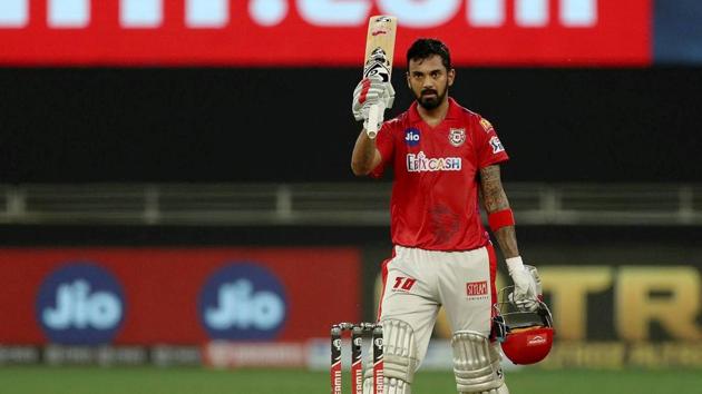 Abu Dhabi: Kings XI Punjab skipper KL Rahul after scoring a century during IPL 2020 cricket match against Royal Challengers Bangalore, at Dubai International Cricket Stadium in Abu Dhabi, Thursday, Sept. 24, 2020. (PTI Photo/Sportzpics) (PTI)