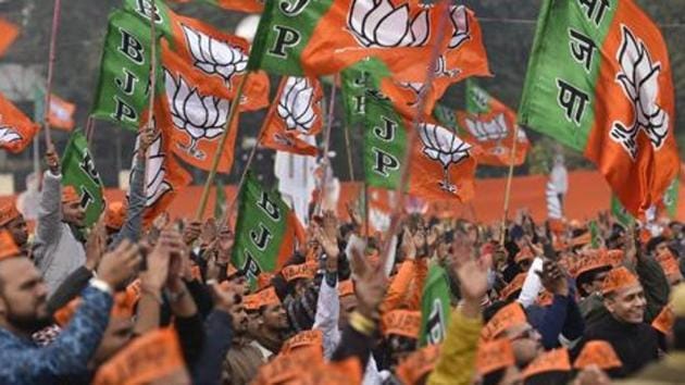 BJP supporters at a party rally at Ramlila Ground, in New Delhi, in December 2019. (Burhaan Kinu/HT photo) BJP supporters at a party rally at Ramlila Ground, in New Delhi, in December 2019. (Burhaan Kinu/HT photo)
